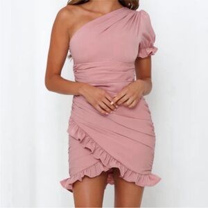 Hello Molly One Shoulder Asymmetrical Mini Dress